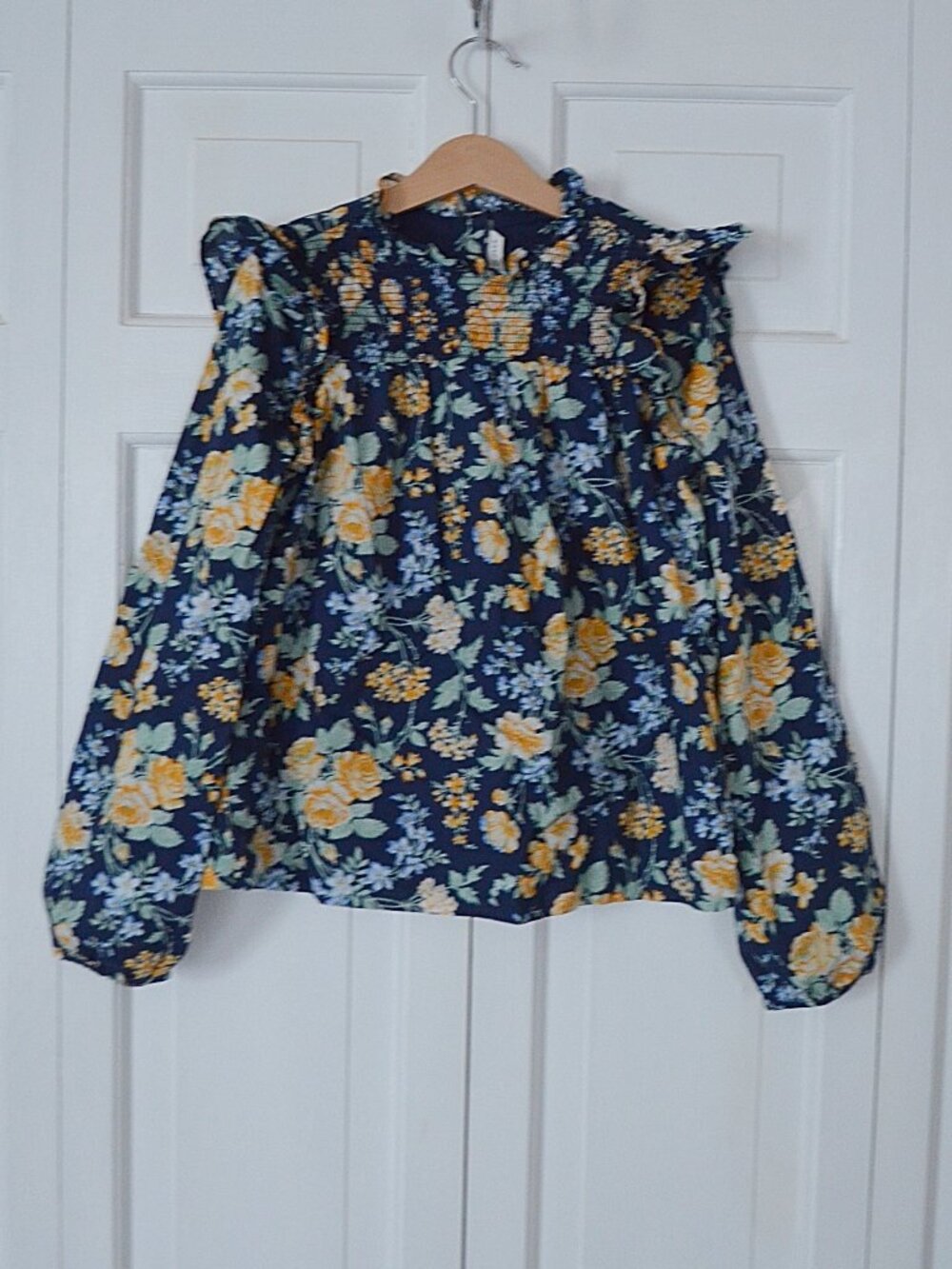 Girls' Janie and Jack Long Sleeve Floral Smocked Blouse Size 12